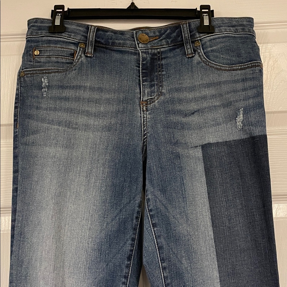 Kut from the Kloth Catherine Colorblock Distressed Boyfriend Jeans, Size 6